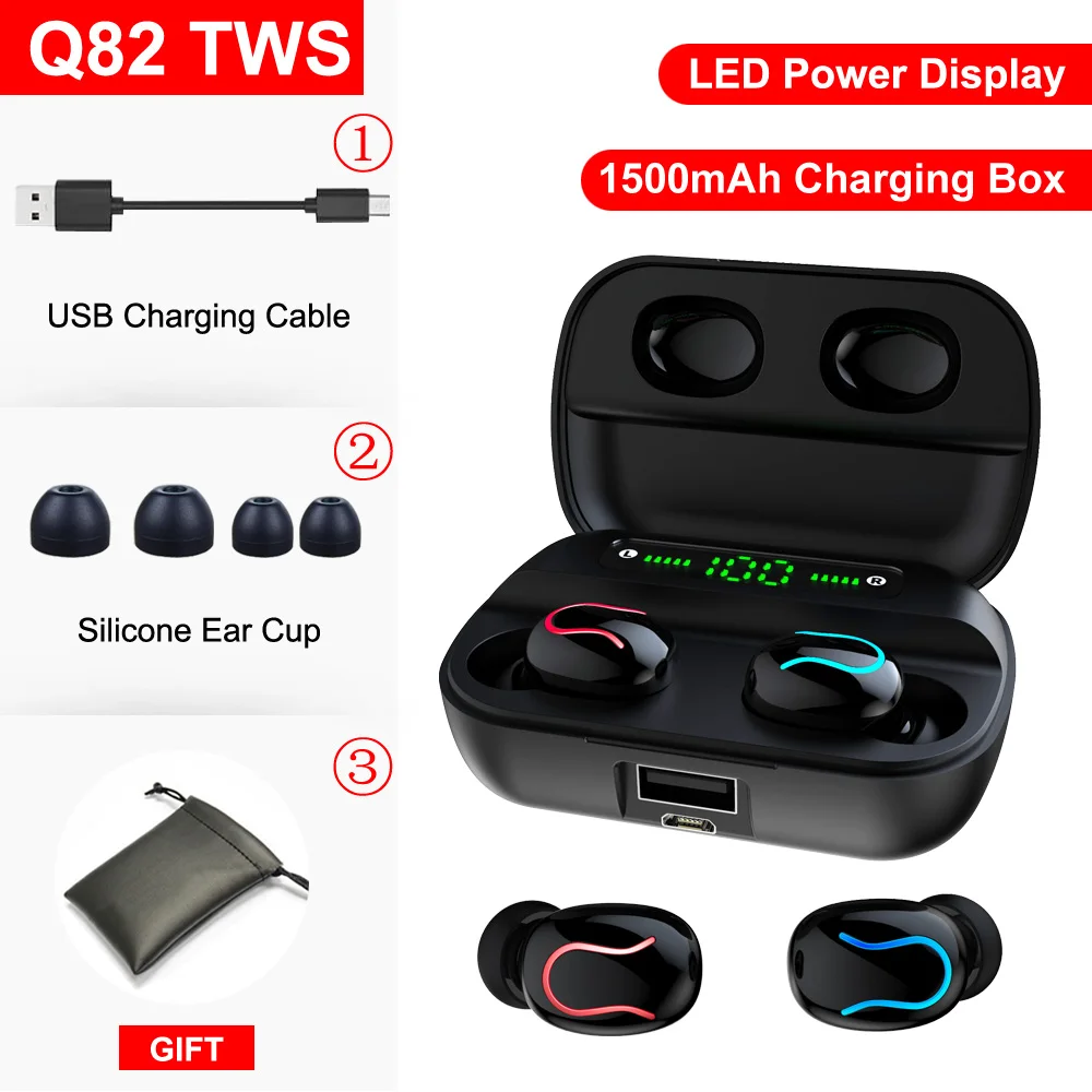 Q82 TWS Bluetooth наушники вкладыши беспроводные наушники Handsfree Bloototh гарнитура Ture беспроводные наушники для телефона Android iOS