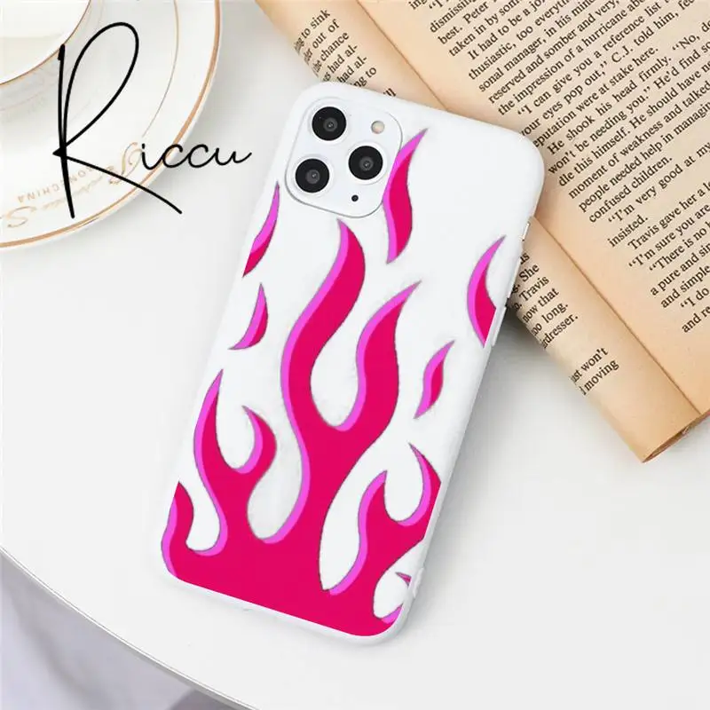 fashion flame pattern phone case for iphone 12 pro max mini 11 pro xs max 8 7 6 6s plus x 5s se 2020 xr candy white silicone free global shipping