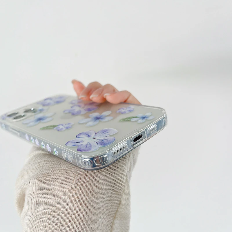 

Transparent Flower Phone Case For iPhone 11 12 Pro Max 7 8 Plus X XR XS Max Shockproof Back Cover