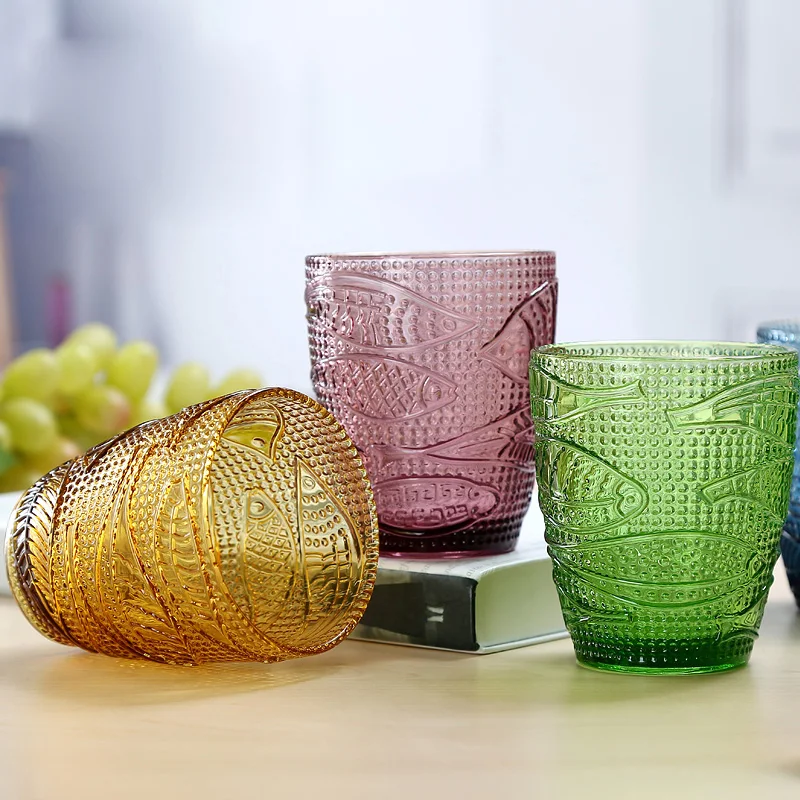 Новый год 4 шт красочные сок стекло рельеф молоко чашка кружка модные подарки на