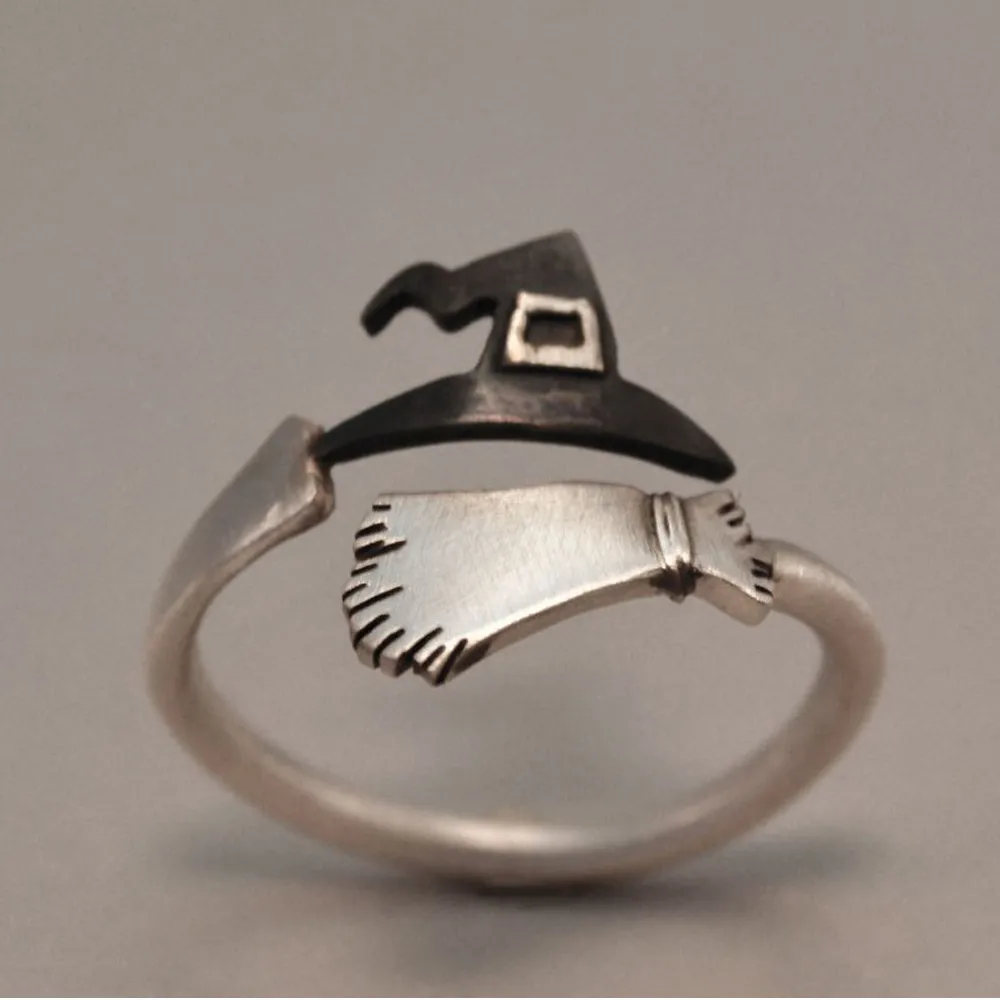 Кольцо ведьмы симпатичное кольцо на Хэллоуин призрак ведьма метла открытые