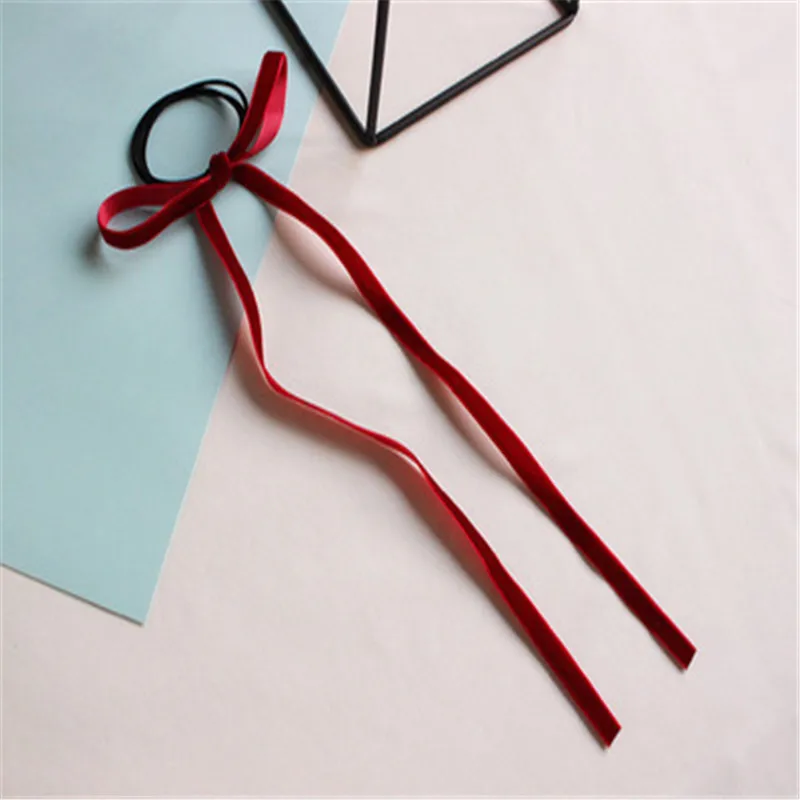 1 шт. бархатная лента с бантом эластичная резинка для волос Длинные ленты