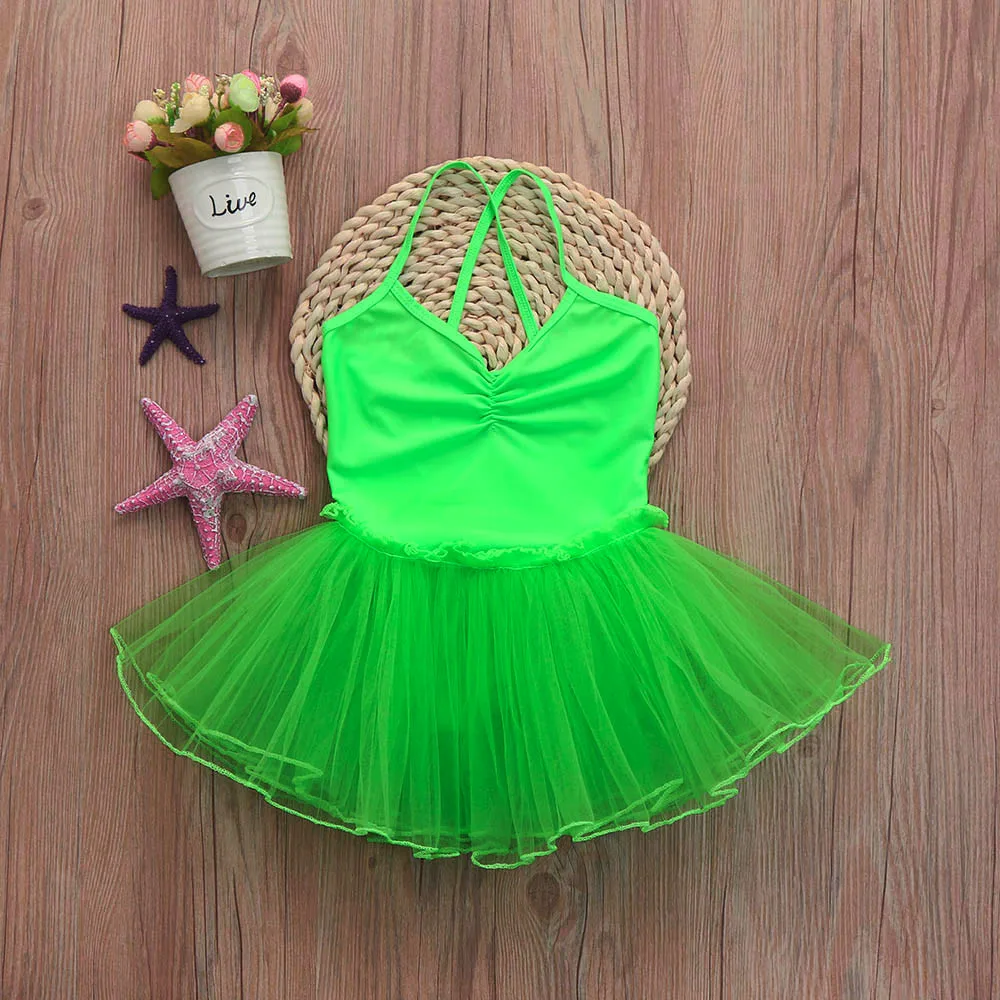 Toddler Girls Ballet Tutu Dress Soild Leotards Strap Sleeveless Gymnastics Swim Suit For Dancing HOOLER | Детская одежда и обувь