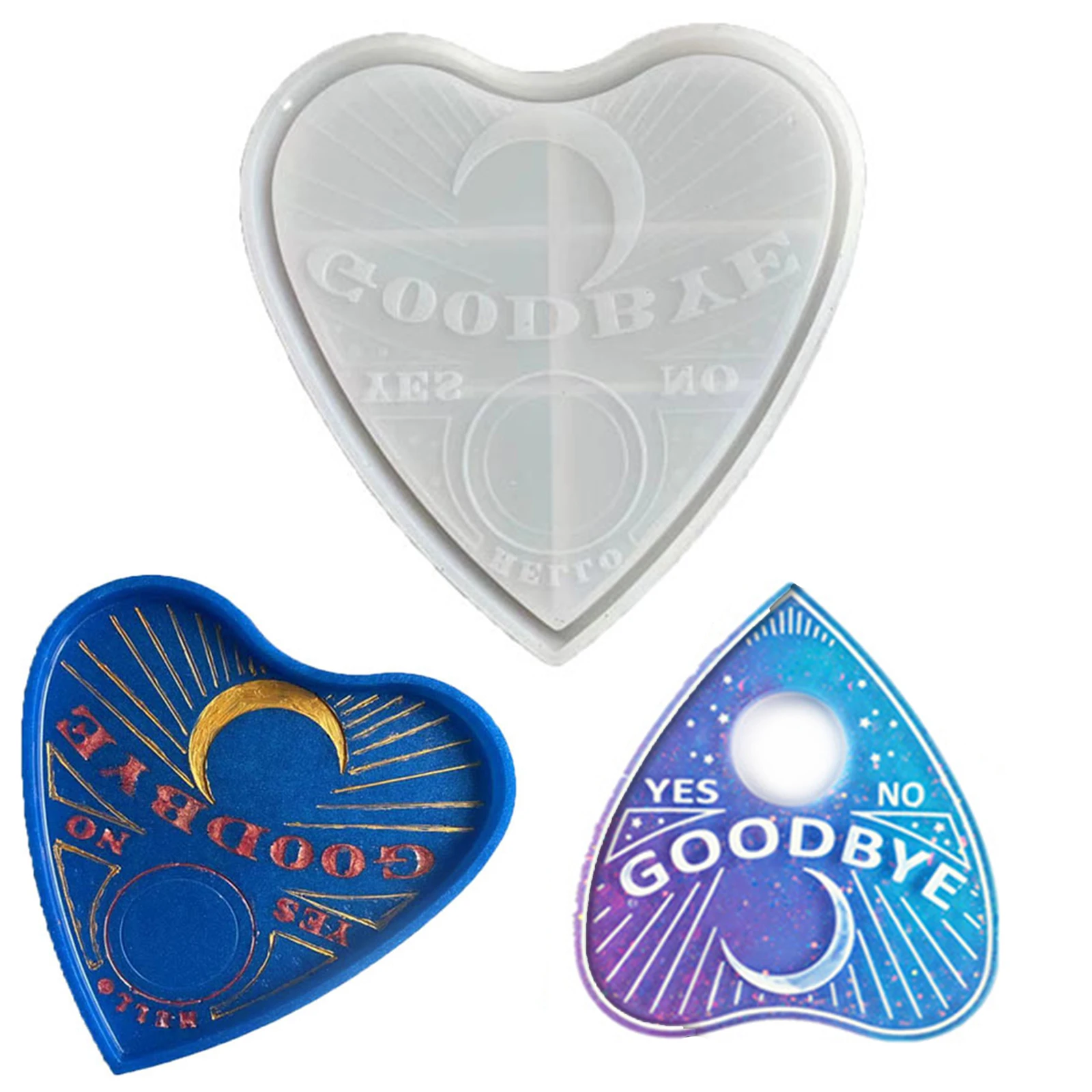 

Resin Coaster Mold GOODBYE Moon Heart Divination Mat DIY Crystal Epoxy Casting Moulds Tray Silicone Molds for Jewelry Making