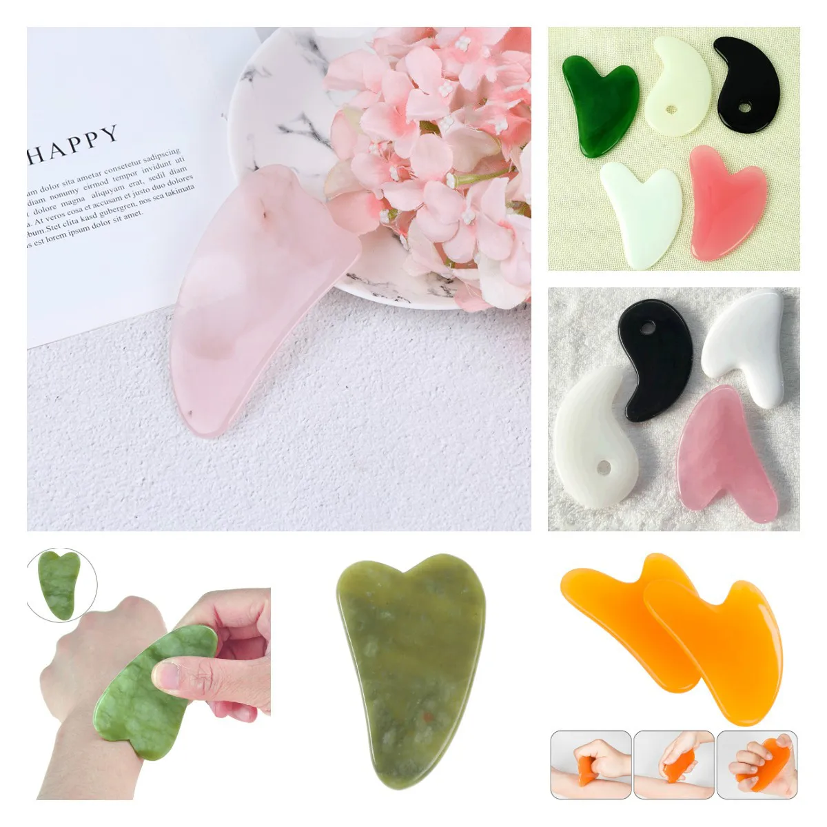 

Face Gua Sha Board Facial Scraping Scrapping Plate Face Body Massage Tool Facial Body Massage Face-lifting Tool