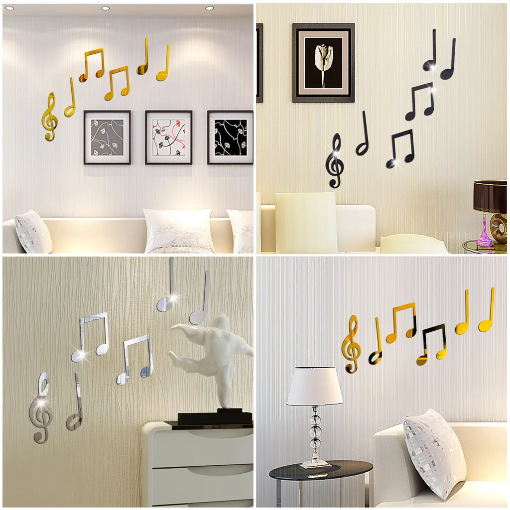 Оригинальная наклейка съемная виниловая настенная в виде музыкальной ноты