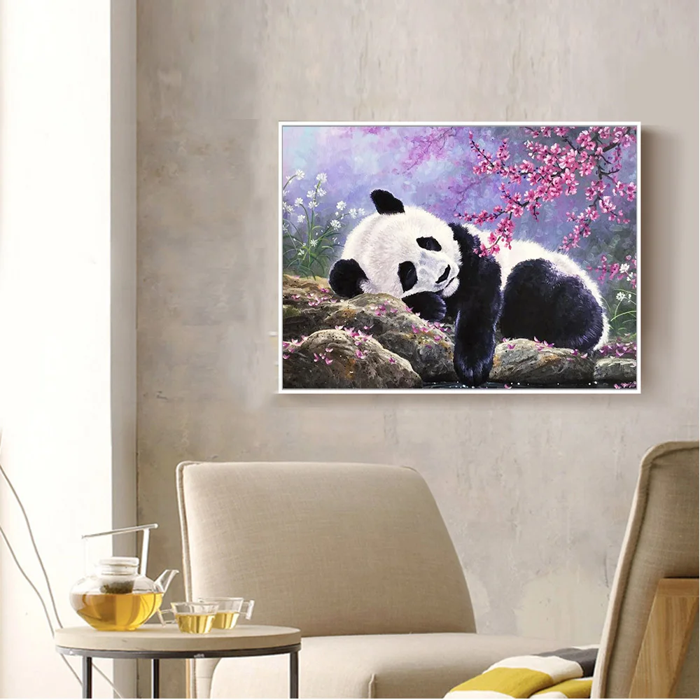 Huacan Diamond Embroidery Animal Full Square Picture Mosaic Rhinestone Home Decoration Diamond Painting Panda