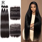 REMI hair 28 30-дюймовые бразильские Прямые искусственные волосы с застежкой 13x4 фронтальные с 3 4 пучками Реми волос