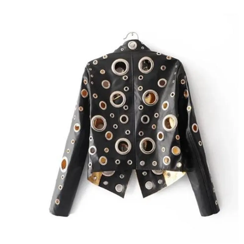 Осенне-зимняя женская кожаная куртка мотоциклетная из ПУ кожи короткая с длинным