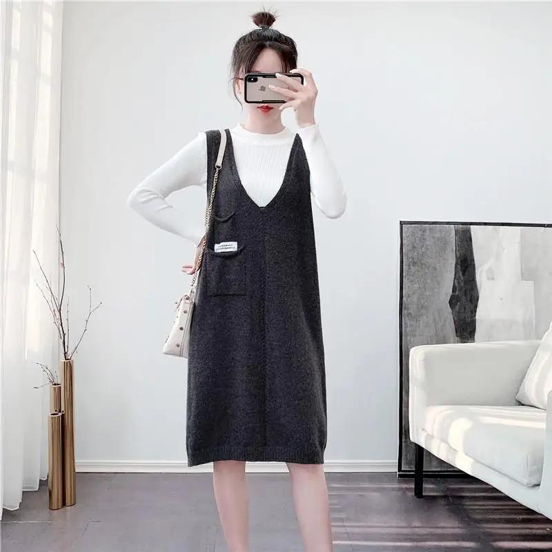 Женское длинное трикотажное платье повседневный Свитер оверсайз без рукавов