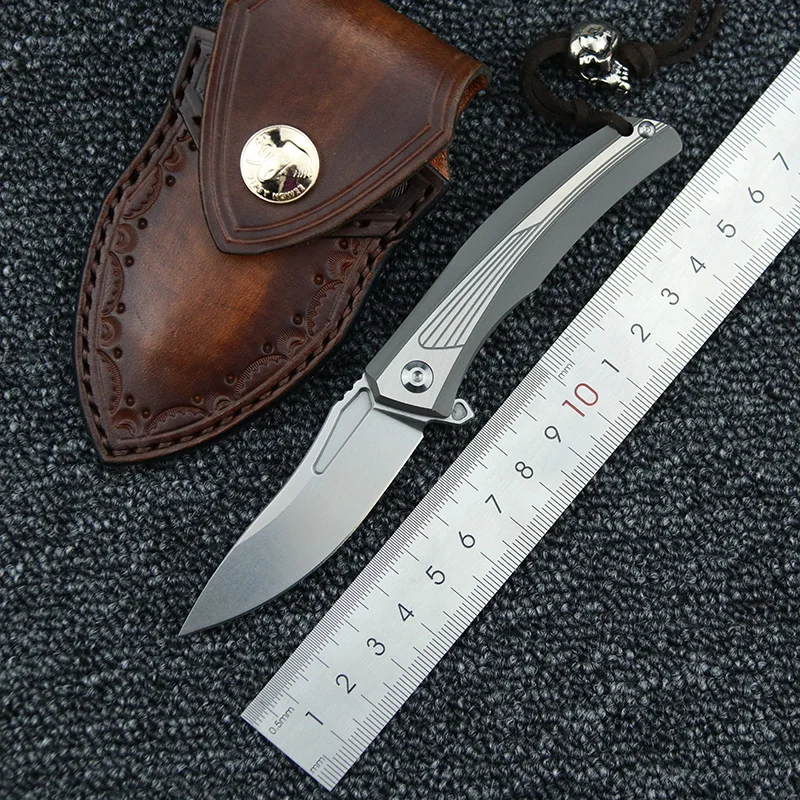 

LEMIFSHE L803 Flipper folding knife M390 blade titanium alloy handle camping hunting survival kitchen fruit knife EDC tool