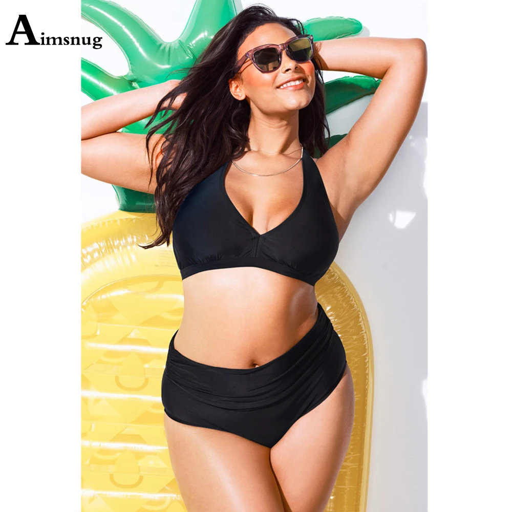 Большой Размеры 4xl женские бикини с лямкой через шею двойка купальники богемный