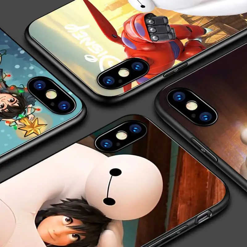 

Black Silicone Cover Big Hero 6 Cute For Apple iPhone 13 12 11 SE XS XR X 7 8 6 5 S mini Plus Pro MAX 2020 Phone Case