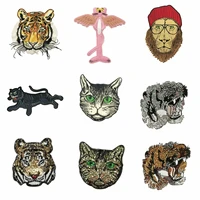 large embroidery big tiger lion cats leopard animal cartoon patches for clothing or 2