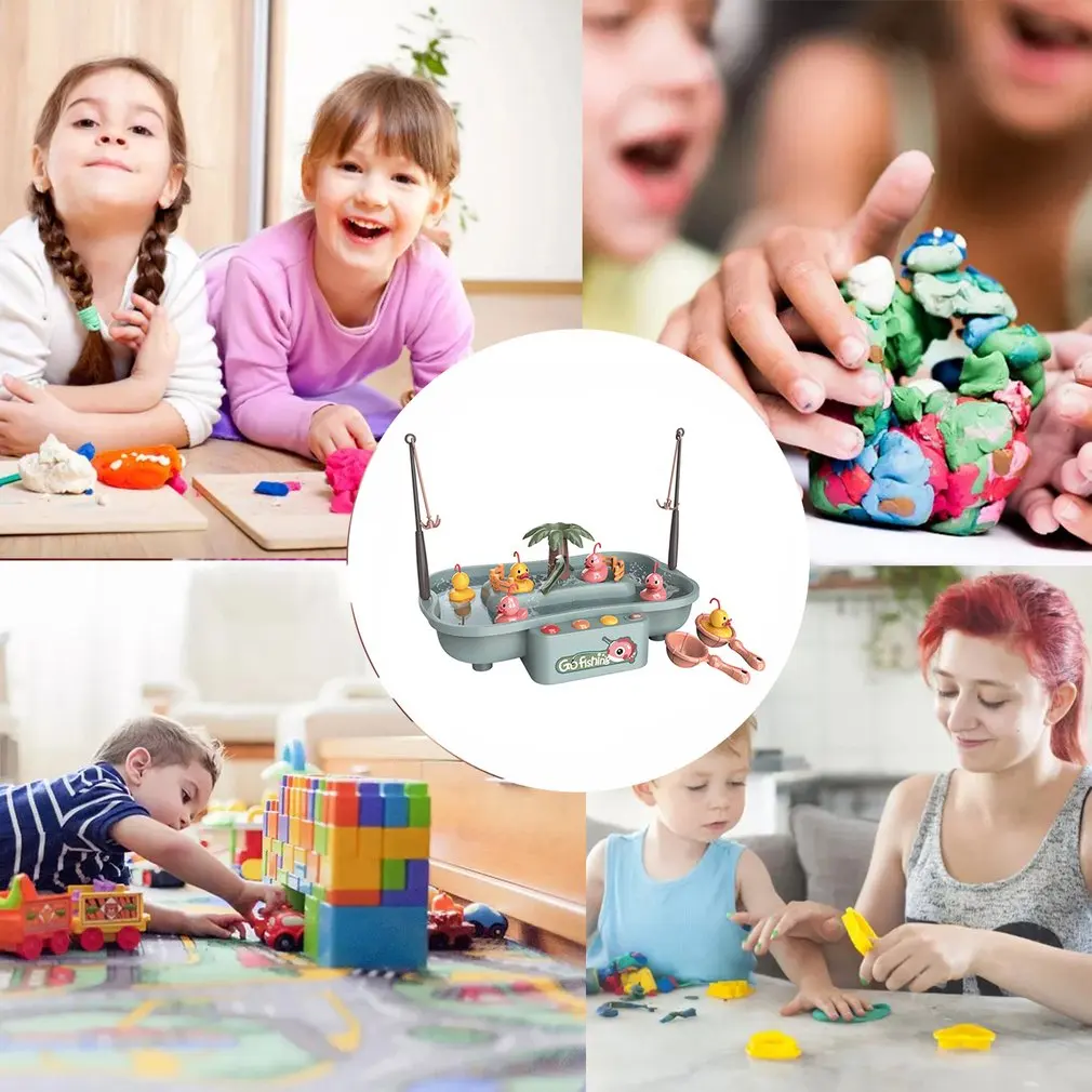 

Children's Magnetic Fishing Toy Music Electric Circulation Fishing Duck Fishing Platform Water Play Game Toys for Kids Gift