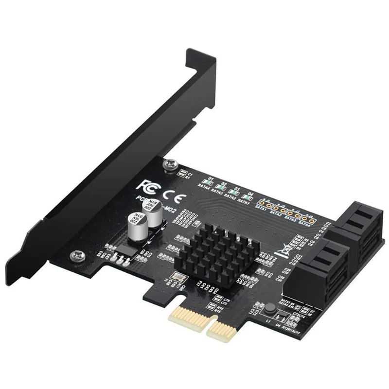 Адаптер PCIE x 1 на 4 порта SATA карточка с чипсетом Marvell без Raid для майнинга Ipfs и