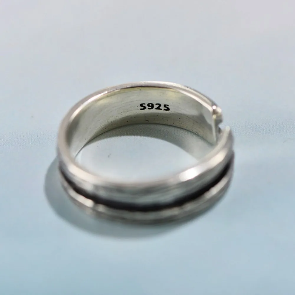 

BOCAI New Real solid s925 sterling silver retro simple fashionable Man and Woman rings adjustable