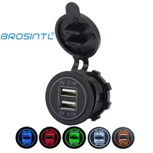 BROSINTL Dual Port 4.2A Socket Panel Mount 12V USB Charger for Car Bus Coach Marine Trailer ATV RV Motorcycle BC001KB