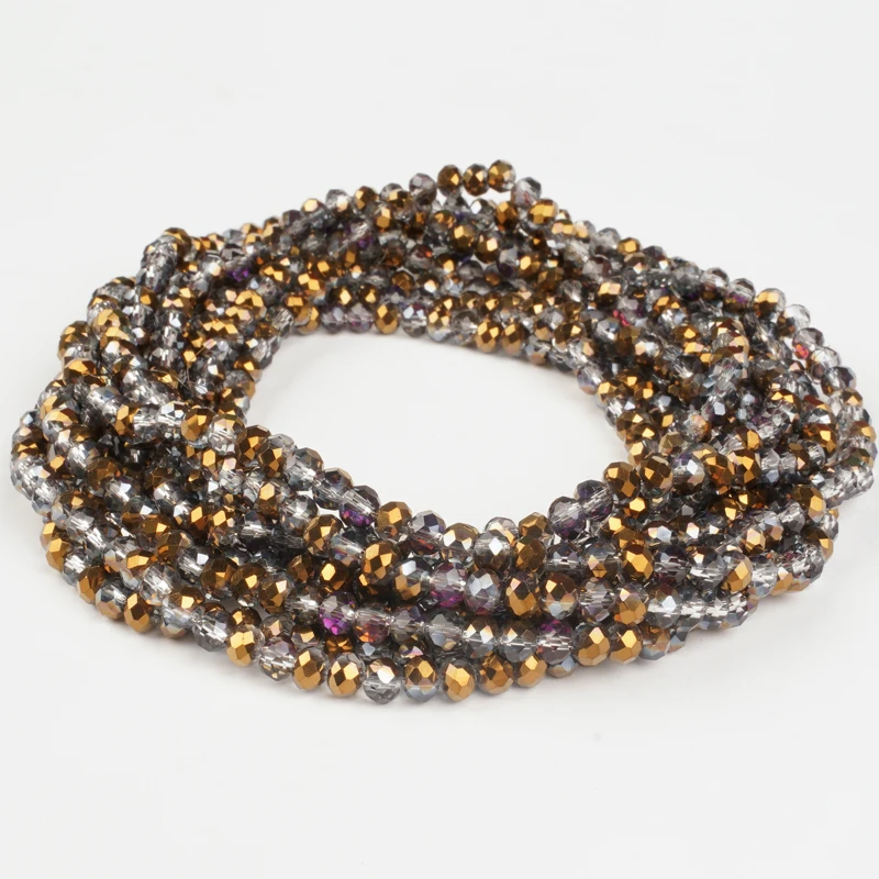 

140 Pcs 2x3mm colorful gold Rondelle Austrian faceted crystal glass beads bulk accessory beads for DIY jewelry making
