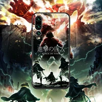 attack on titan anime phone case for huawei honor 6 7 8 9 10 10i 20 a c x lite pro play frosted black trend cell cover silicone