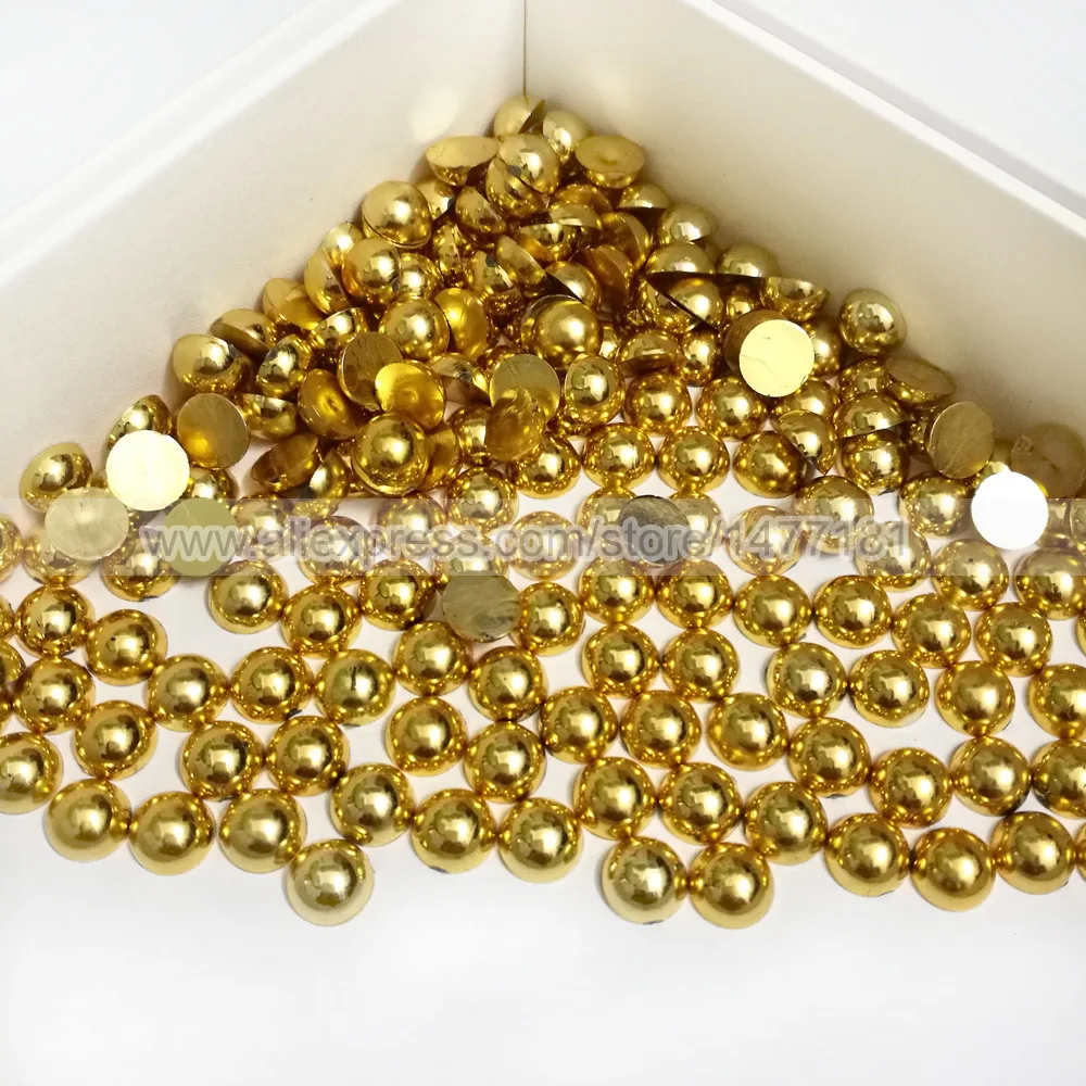 200 шт. 8 мм Металлические золотые полукруглые бусины для создания карт плоская
