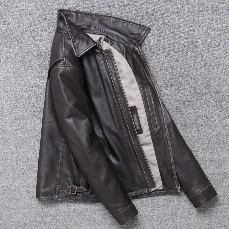 

Free casual shipping.classic style,Plus size soft sheepskin Jacket,men genuine Leather coat.father's gift leather coat,sales