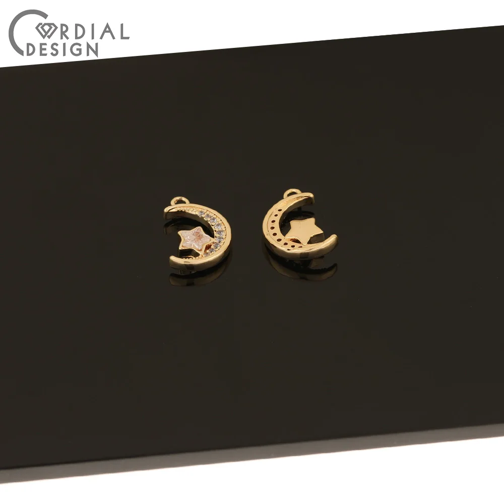 

Cordial Design 20Pcs 10*15MM Jewelry Accessories/DIY Making/Pendant/Moon Shape/Genuine Gold Plating/Earring Findings/CZ Charms