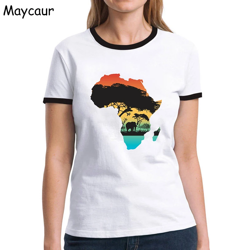 

Футболка графическая женская с картой Африки, модная белая рубашка с принтом африканского наследия в стиле Харадзюку, топы