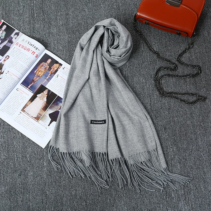 

Girita Women Scarf Autumn Winter Cashmere Solid Color Soft Ladies Shawl Wrap Autumn Winter Pashmina Unisex Female Hijab Headband