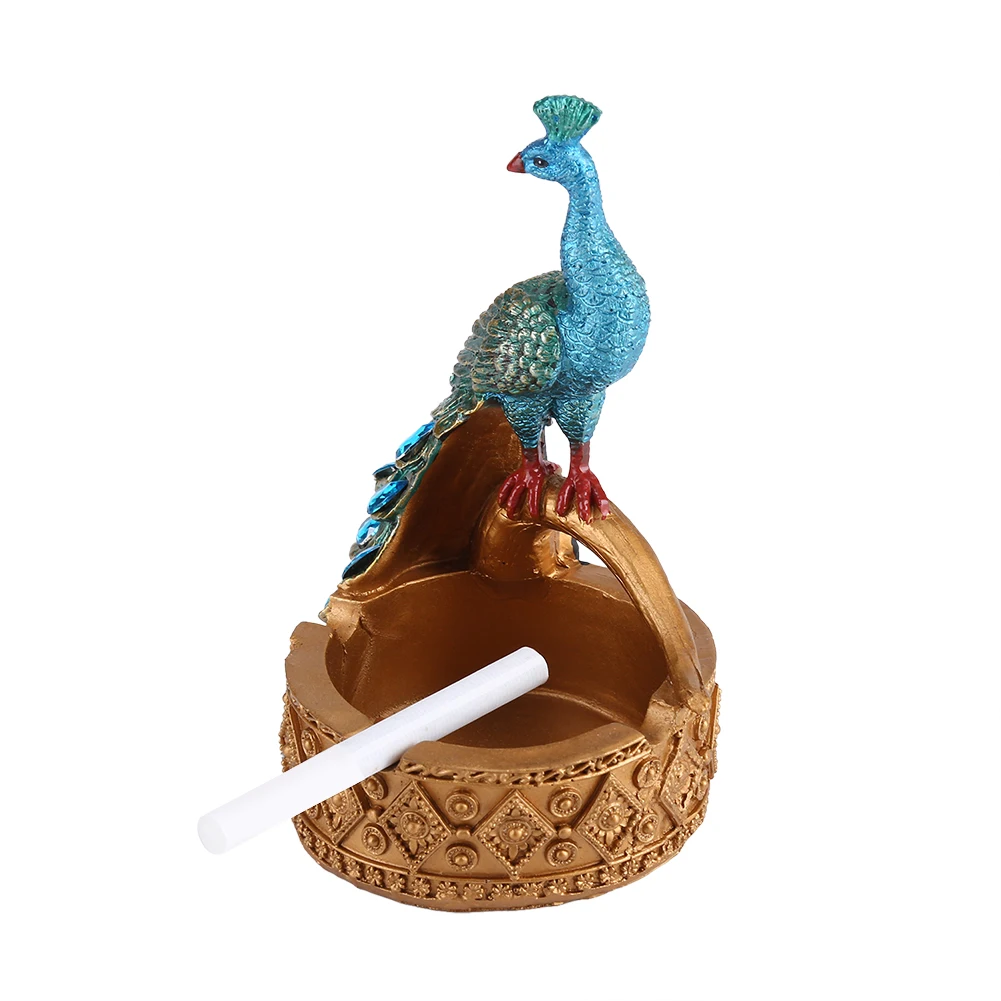 

Creative Handcraft Peacock Modelling Resin Ashtray Succulent Plants Pot Home Office Decor BlueAshtray