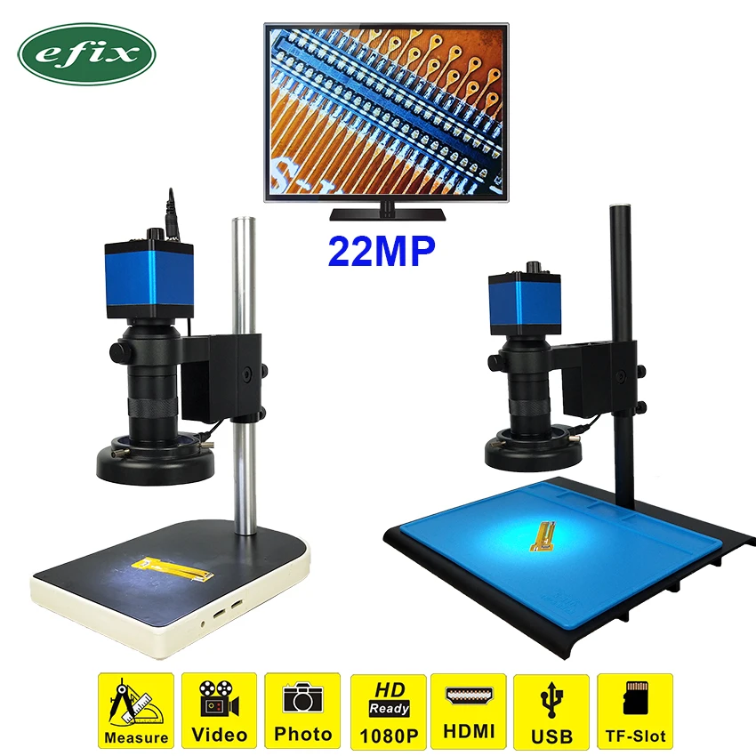 Efix 22MP HDMI HD USB TF монокулярный микроскоп объектив цифровой камеры + 56