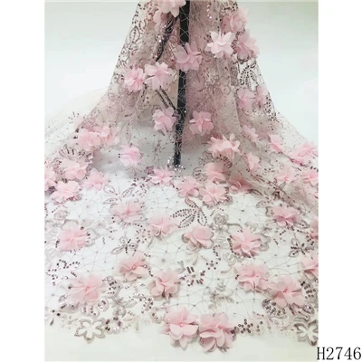 light pink lace YF HZGJMY 3D ручной работы Цветы французская кружевная ткань африканская вышивка тюль сетка кружевная ткань для одежды A2746 - Цвет: light pink lace