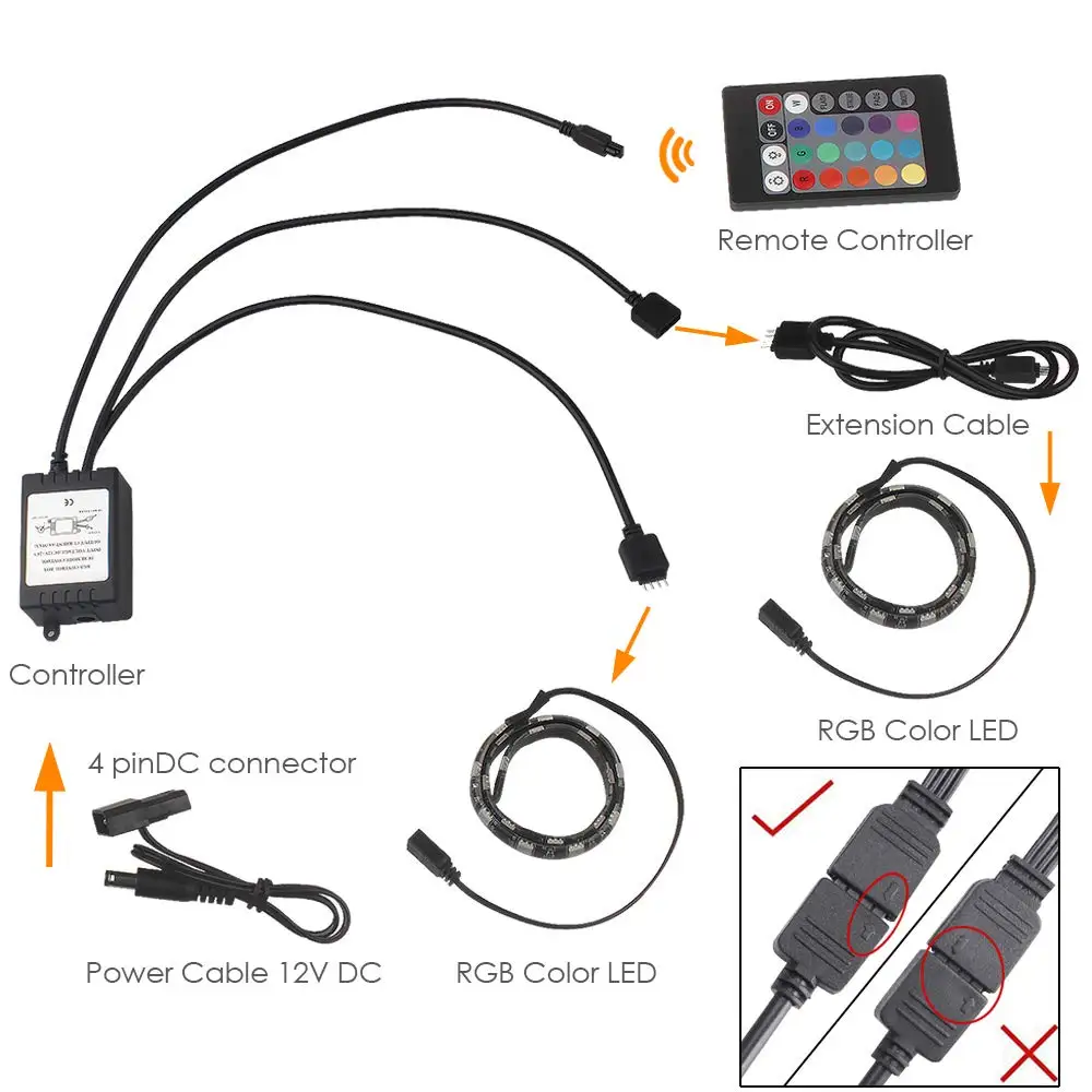 RGB COM L новый комплект для ПК корпус подсветка 2 бара 5050 SMD магнитный светодиодный