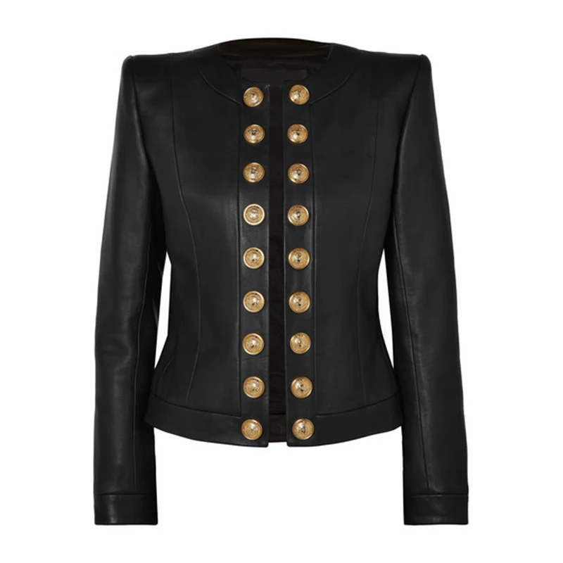 black TWOTWINSTYLE черные женские Куртки из искусственной кожи двубортное Женское пальто с длинными рукавами большие размеры Осенняя мода OL Новинка - Цвет: black