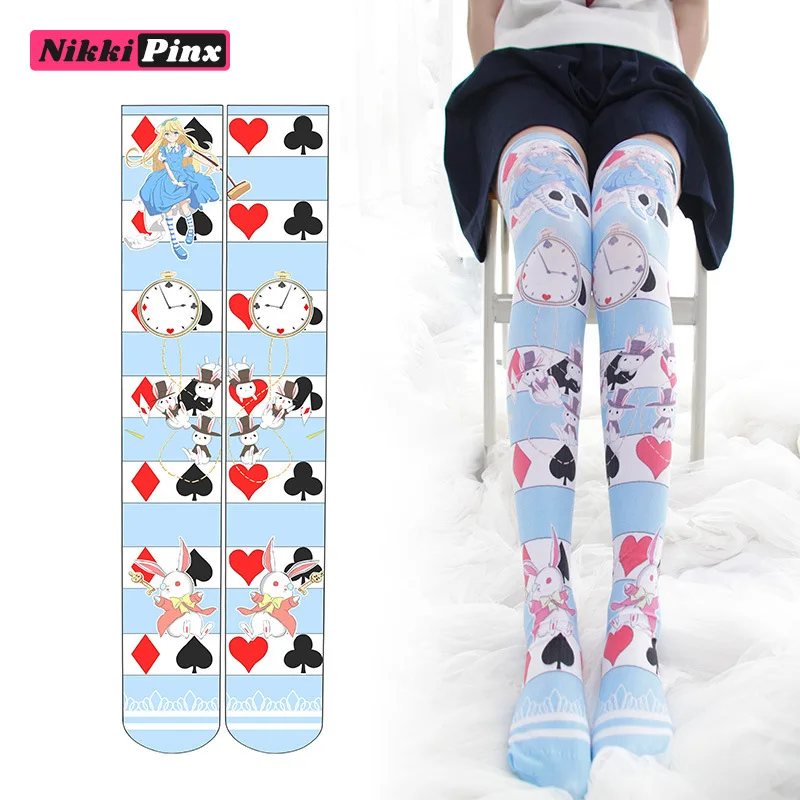 

Over Knee Thigh High Socks Anime Pattern Cartoon Printed Stockings Gothic Lolita Cosplay Overknee Stocking Tights Socks Japanese
