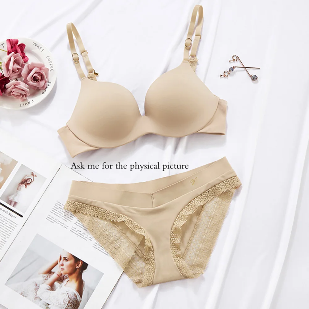 

New Smooth Women's Bra Set Underwear Bra Set Small Chest Gathering And Closing Auxiliary Breast Upper Support Adjustable Bra Set