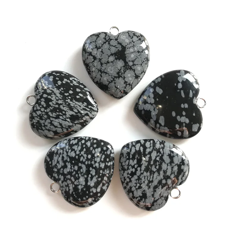 Ручной резной кулон в форме сердца Радуга Флюорит Снежинка обсидиан натуральный