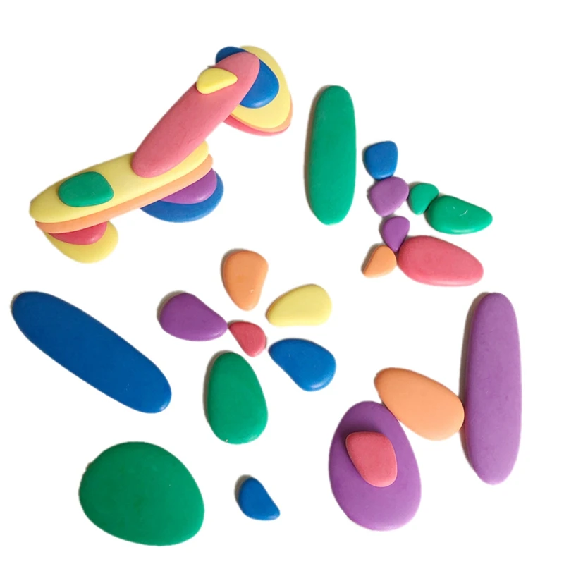 Деревянный Цветной пазл с галькой из булыжника раннее обучение игрушка сделай