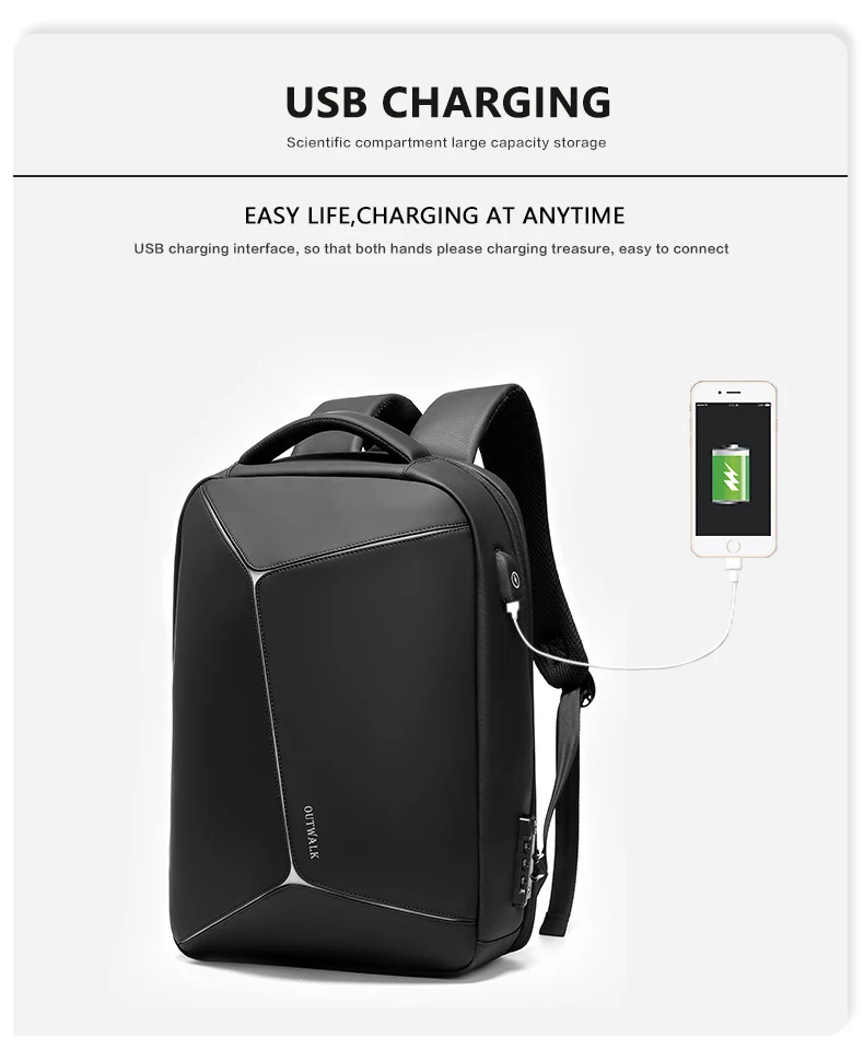 Противоугонный usb зарядка Мужской Рюкзак Мода 14 15,6 дюймов сумки для ноутбука Водонепроницаемая многофункциональная сумка для путешествий Mochila