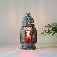 mediterranean glass colorful table lamp bedroom lamp retro personalized glass american romantic coffee shop bar