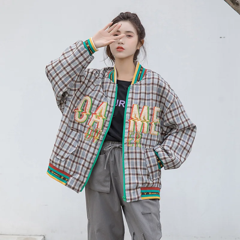 

Plaid Loose Coat Women 2021 Fall Fashion Korean Jacket Casual Clothes Women's Light Windbreakers outdoor Sport Windstopper