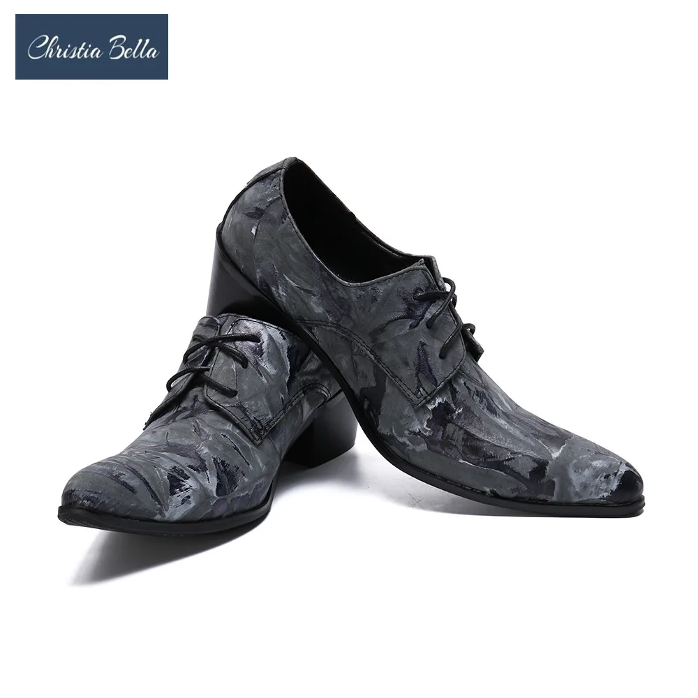 

Christia Bella из ПУ кожи высокого качества PU кожаная мужская обувь в деловом стиле; Модные размера плюс, на среднем каблуке, с плюшевой подкладкой, со шнуровкой, острый носок торжественные вечерние мужские туфли