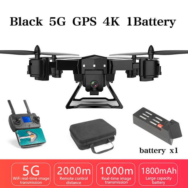 Black 5G GPS 1B pro gps Дрон 2000 метров Дистанция управления Радиоуправляемый вертолет Дрон с 5G 4K HD камерой Квадрокоптер складной FPV wifi KY601G - Цвет: Black 5G GPS 1B