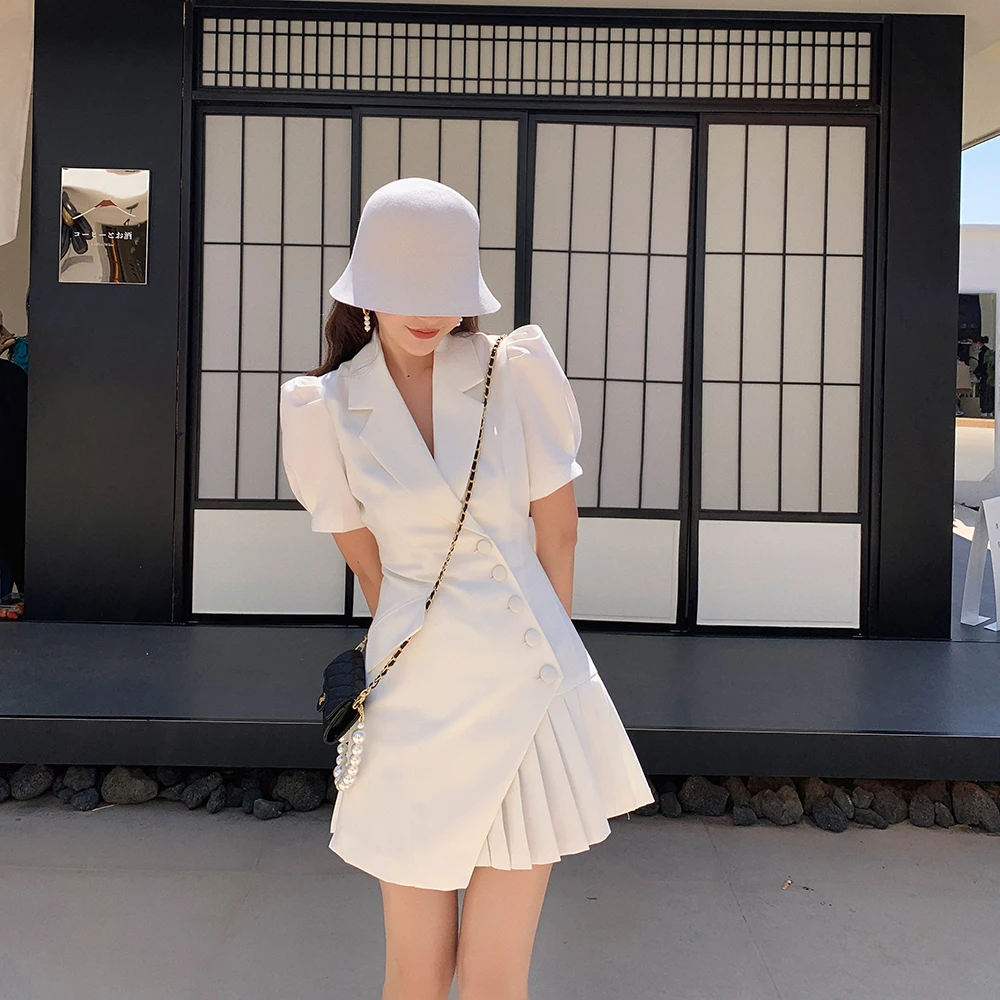 Платье Блейзер женское с коротким рукавом дизайнерское мини платье для вечерние