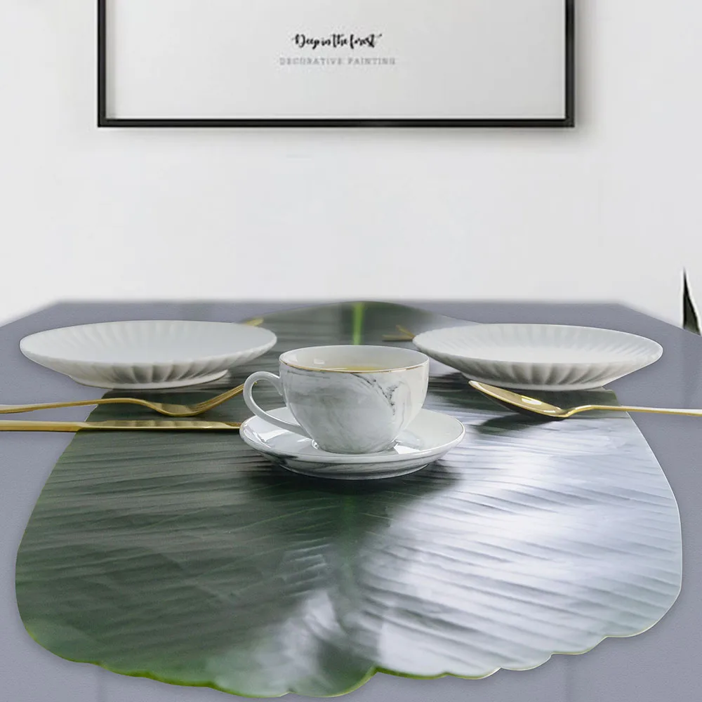 Столовые приборы из ПВХ для обеденного стола эмуляция тропических листьев