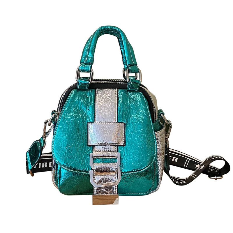 

Bags for Women 2020 New Cracked Handbag Hit Color Wide Shoulder Strap Small Bright Shoulder Messenger Bag Female Bolsos De Mujer