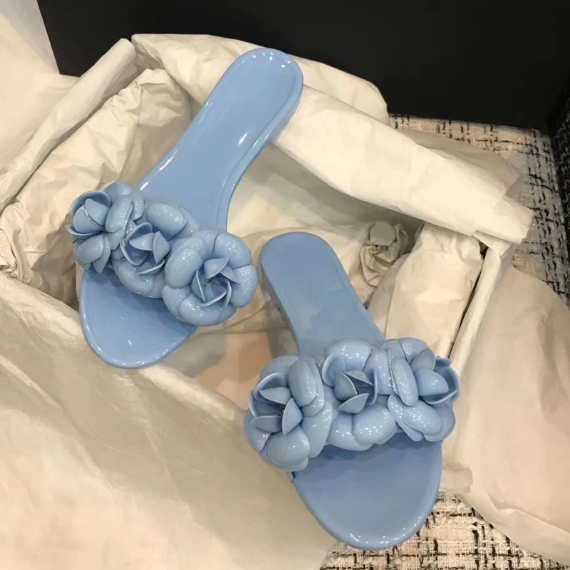 

Prowow The lady's little fragrant wind camellia sandals and jelly towed outer wear women's beach soft bottom non-slip sandals