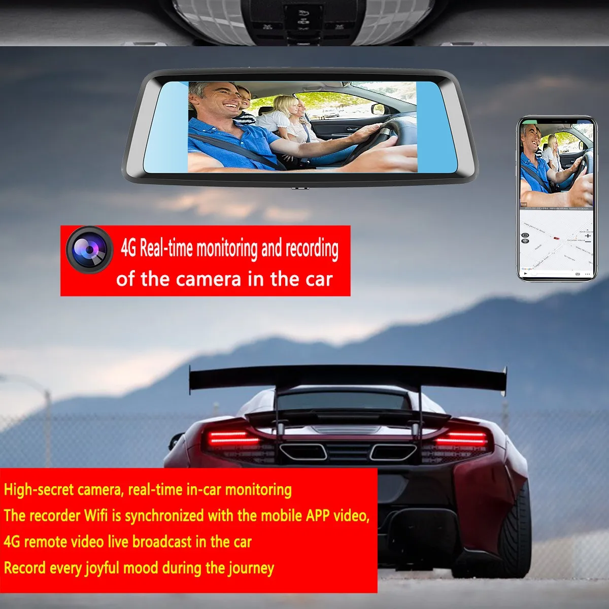 Goede Dash Cam Spiegel 4G Dvr Spiegel Dual Hd Ingebouwde Nachtzicht Camera Front Interieur View Real-tijd Video Monitor Gps Track