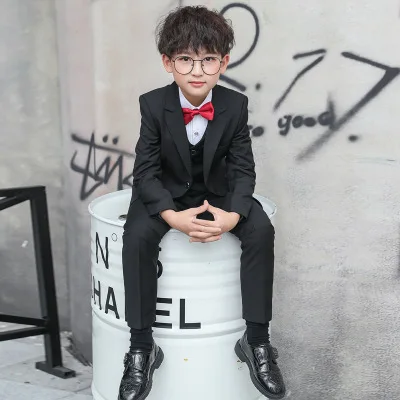 New 4-11 year old children small suit flower girl coat host boy dress big baby fashion solid color three-piece sui | Детская одежда и