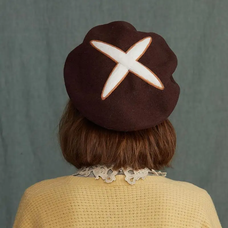 

A Shiitake шляпа с изображением гриба короля ручной работы шерстяной фетровый берет супер Менг Милая Модная креативная шляпа художника Кепка дл...